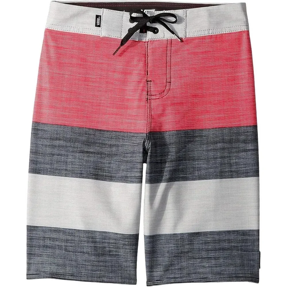 Vans Era Boys' Red & Gray Striped Boardshorts - Size 8